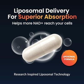 ForestLeaf NAD - Cápsulas de resveratrol, suplemento liposomal NAD para mujeres y hombres con D-ribosa y granada, NAD+ para energía, concentración y a