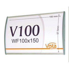 Set of 5, Metal Sign Holder for Wall OR Door Easy Mount Curvature Silver, 4.00" H x 6.00" W