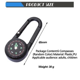 Compass with Carabiner Hook, Compass Keyring + Thermometer, Mini Compass, Multifunctional Portable Compass Carabiner Made of Metal, 3-in-1 Outdoor Navigation Tool for Hiking Camping