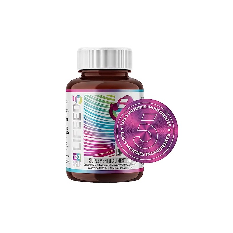 Lifeed Biotina Colageno Hidrolizado Puro Vitamina Zinc Suplemento Multivitaminico Mujer