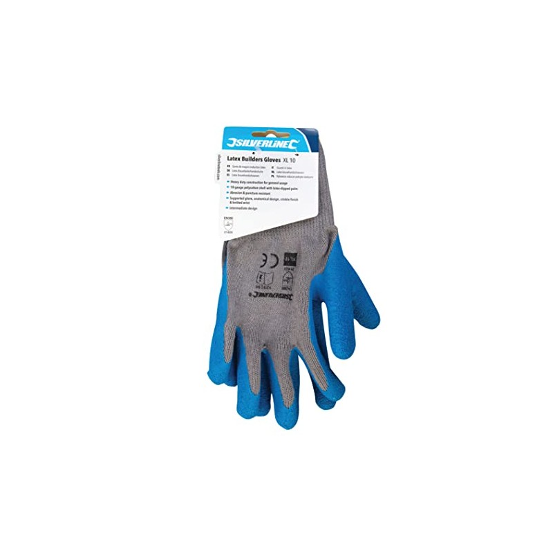Silverline Latex Builders Gloves, Size XL / 10
