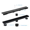 Elefloom Linear Shower Drain, 28 inch Black Drain with Removable