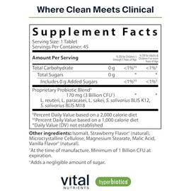 Hyperbiotics Vital Nutrients Pro Kids Probiotic ENT | Toddler Probiotics for Kids Ear, Nose and Throat | Targeted Immune and Digestive Health | Strawb