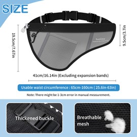 SooGree Men Women Sports Running Waist Bag, Waterproof Fanny Packs with Adjustable Belt, Waist Fanny Pack Bag with Water Bottle Holde for Running Hiking Walking Biking (GSP8807 Black Top-Gray Bottom)