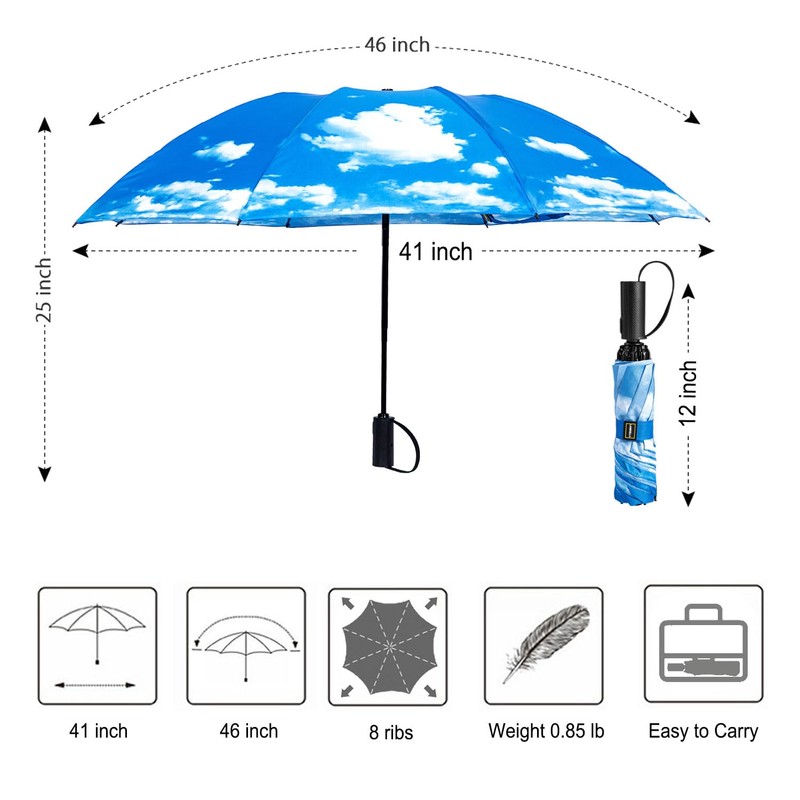 LANBRELLA - Paraguas plegables invertidos compactos, apertura automática, cierre automático,