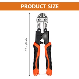 1pcs 8Inch Mini Bolt Cutter,Heavy Duty CR-V Metal Wire Cable Cutters with Ergonomic Rubber Anti-Slip Handle,Heavy Duty Spring Snips Clippers,Strong Bolt Croppers to Cut Wire,Cables,Chains,Small Screws