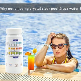 Hot Tub Test Strips, 50 Strips Pool and Spa Test Strips Measures Chlorine, PH, Total Alkalinity and Bromine, 3 in 1 Pool Water Testing Kit