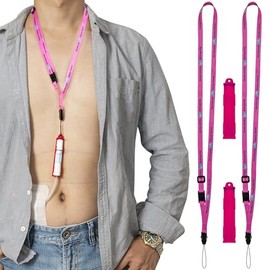 Peritoneal Dialysis Transfer Set Catheter Holder Accessories for Baxter. PD Lanyard Necklace Secure Shower Support. (2 Holders and 2 PCS Adjustable Neck Lanyards) (Pink)