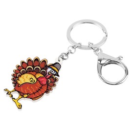 BONSNY Acrylic Thanksgiving Turkey Keyring Chicken Keychain For Women Girl Key Bag Phone Charm Gift (Multi)