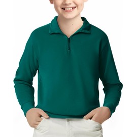 Haloumoning Boys Quarter Zip Sweatshirt Kids Long Sleeve Fall Pullover 5-14 Years Dark Green