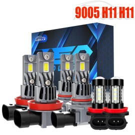 AUIMSOCO For Toyota Highlander 2014-2019 6x 9005+H11+H11 LED Headlight White Bulbs 6500K