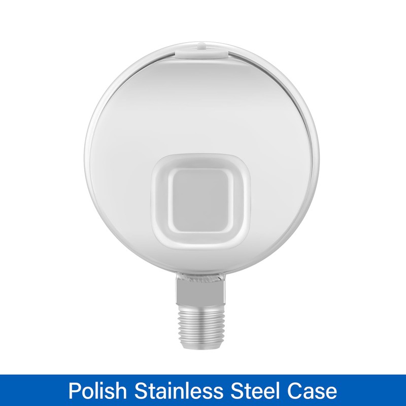 MEASUREMAN Fully Stainless Steel Hydraulic Glycerin Filled Pressure Gauge, 2-1/2"