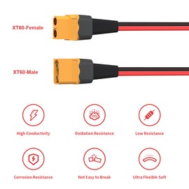 ELFCULB XT60 Splitter Cable,12AWG XT60 1 Female to 3 Male Connector Cable for UAV Phantom Quadcopter RC Car(1FT)