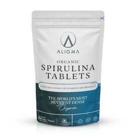 Aligma Organic Spirulina Tablets 500×500mg for Immune System Booster, Super Greens Tablets Loaded with Vital Nutrients & High in Vitamins, Gluten Free&Calcium Vegan Protein Powder | Resealable Package