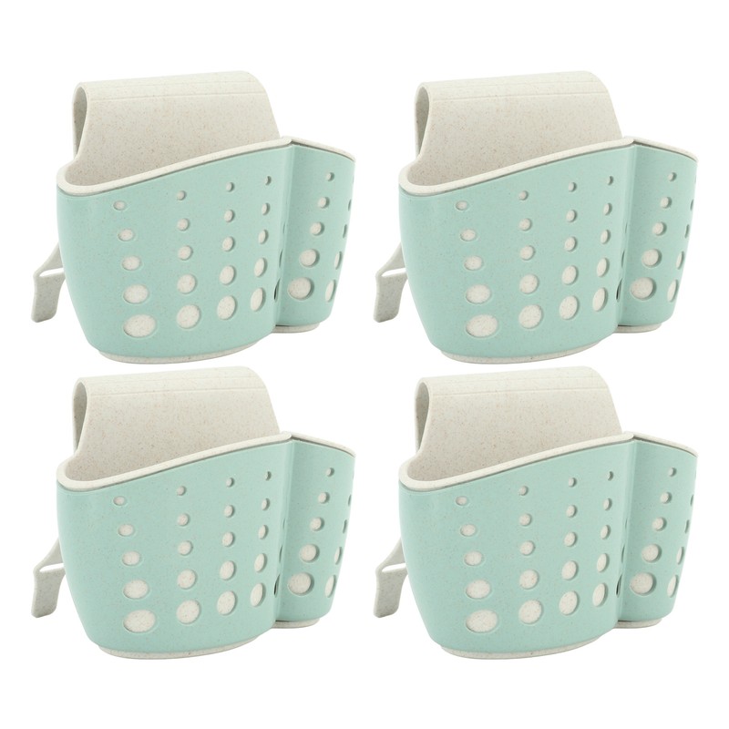 4Pcs Sink Sponge Holder PP 2 Layer Adjustable Strap Soap