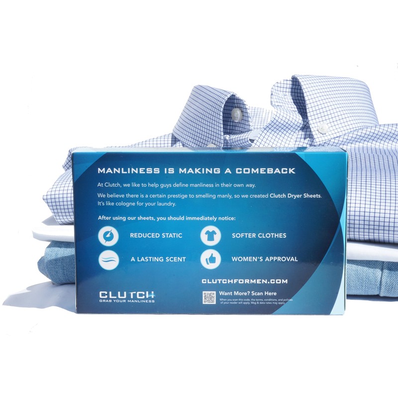 Clutch Men's Dryer Sheets, Fabric Softener for Men, 40 Count