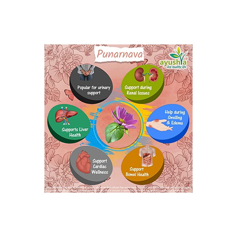 Ayushya Punarnava Capsule (Boerhavia Diffusa), 60 Capsules, Natural