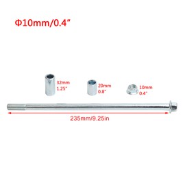 Mokuo 10mm 235mm Front Rear Axle with Bushing 6mm 20mm 32mm Fit for Motorcycle Pit Dirt Bike Moped Scooter QUAD ATV Mini Bike Parts