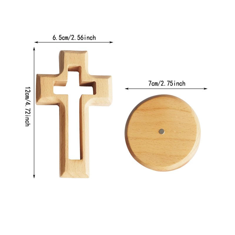Floatdream Wooden Standing Cross, Wooden Cross with Base, Cross Decoration