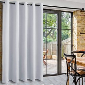 DWCN Patio Sliding Door Curtains - Extra Wide Curtains for Glass Door, Room Divider Blackout Thermal Curtain Grommet Panel with Grommet Top for Bedroom Partition, 6.7ft Wide x 7ft Tall, Greyish White