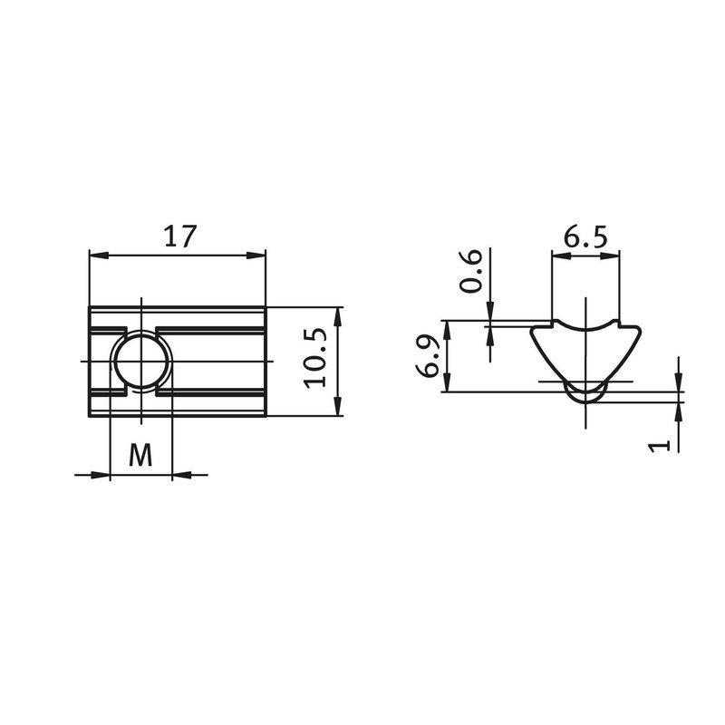 100x T-Slot Nuts 6 St M6 Slot 6 Type I