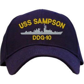 Otto USS Sampson DDG-10 Embroidered Baseball Cap - Available in 3 Colors - Hat - Black