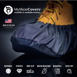 MyShoeCovers Premium Reusable Shoe and Boot Covers for Contractors - 1 Pair, Black, Medium