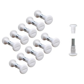 TERF® Cabinet Connecting Jointing Binding Post Screw Bolt M6 (6mm) Steel Threaded Furniture Cabinet Fixing Connector Screw for Join Furniture Thickness 34mm to 40mm White - Pack of 10