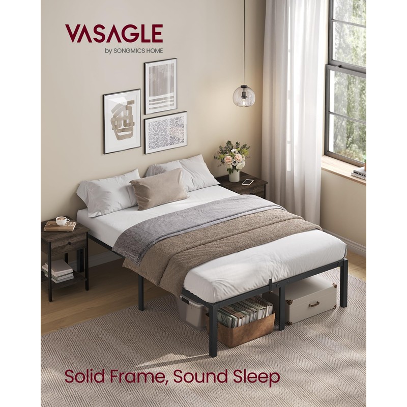 VASAGLE Superfast Assembly, Metal Full Bed Frame, Heavy-Duty Platform Bed