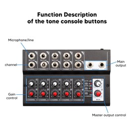 10 Channel Compact Studio Mixer, MIX5210 Portable Sound Mixer Digital Mixer for Home Studio Recording 100-240V (UK Plug)
