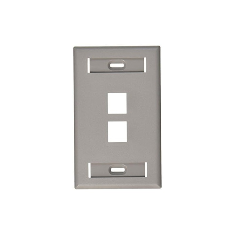 Leviton QuickPort Wallplate with ID Window, Single Gang, 2-Port, 42080-2GS,