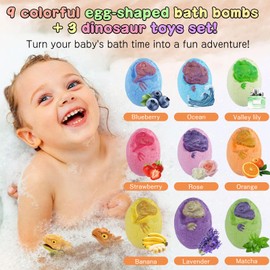 Bath Bombs for Kids with Surprise Toys,9 Pack Kids Bath Bombs with Dinosaur Bath Toys Inside, Natural Bubble Bath Fizzy Balls, Ideal Birthday,Christmas,Children's Day Gift for Girls Boys