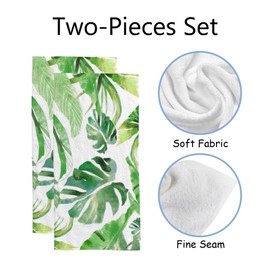 RAWARS Bath Hand Towels Set of 2, Green Hand Towels, Tropical Palm Face Towel Soft Absorbent Decorative Towels for Bathroom, Kitchen, Gym, Yoga, Hotel and Spa 30x15 inch