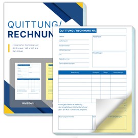 Yezirzax A6 Receipt Pad with Duplicate 2 x 50 Sheets Receipt Pad Small Business Invoice Pad Copy for Small Business Associations Self-Employed