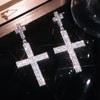 Rhinestone Cross Earrings for Women Cross Dangle Drop Earrings Hypoallergenic