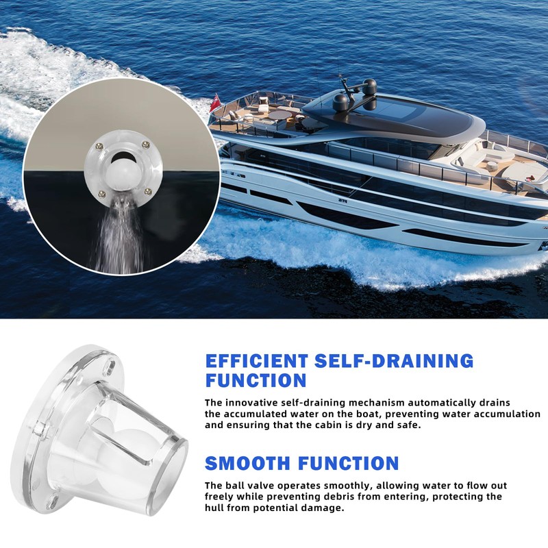Ahuliao Boat Scupper Drain Valve Self-Bailing Ball Fits 3/4 Inch