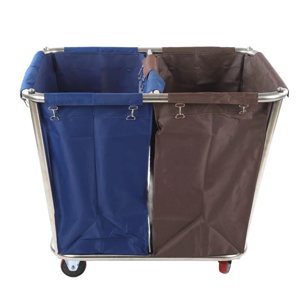 Large Capacity 2 Bag Laundry Cart with 4 Wheels Heavy