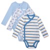 HonestBaby 3-pack Long Sleeve Side-snap Kimono Bodysuits Organic Cotton for