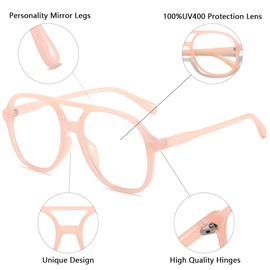 aisswzber Plastic Pilot Anti-Blue Light Glasses for Women Men Classic Vintage Trendy Square Aviators