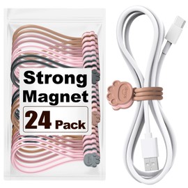 SOOoEC SOOOEC Magnetic Cable Ties, 24 Pack 7.2" Magnetic Cord Ties Cute Cat's Paw Design, Silicone Magnetic Ties for Cord Organizer Keeper Wrap Clips, Mixed Double Face Color, Fridge Magnets.