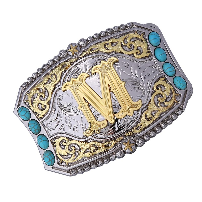 Btilasif Western Belt Buckle Cowboy Rodeo Initial Letters ABCDEFG to