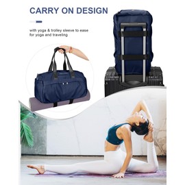Small Gym Bag for Men Duffle Bag with Shoe Compartment Yoga Mat Bag Sports Workout Bag Weekend Overnight Bag, Dark Blue