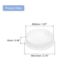 sourcing map 16Pcs 50mm/1.97" Circular Soffit Air Vents, Plastic Soffit Vent Cover, Round Mesh Hole Louver for Bathroom Kitchen Cabinet Wardrobe, White