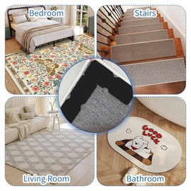 12 Pcs Rug Grippers for Laminate Floor,Anti Slip Rug Underlay Stickers