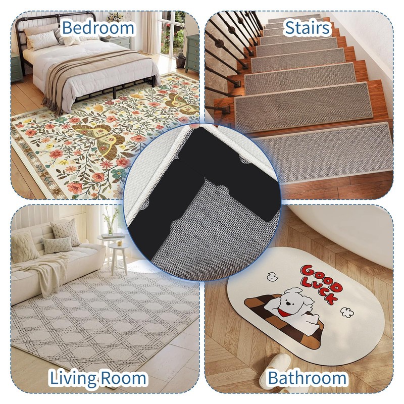 12 Pcs Rug Grippers for Laminate Floor,Anti Slip Rug Underlay