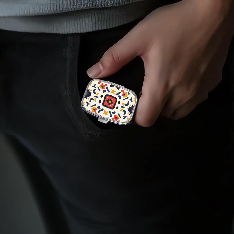 Pill Box-2 Compartment Small Pill Case Portable for Pocket &