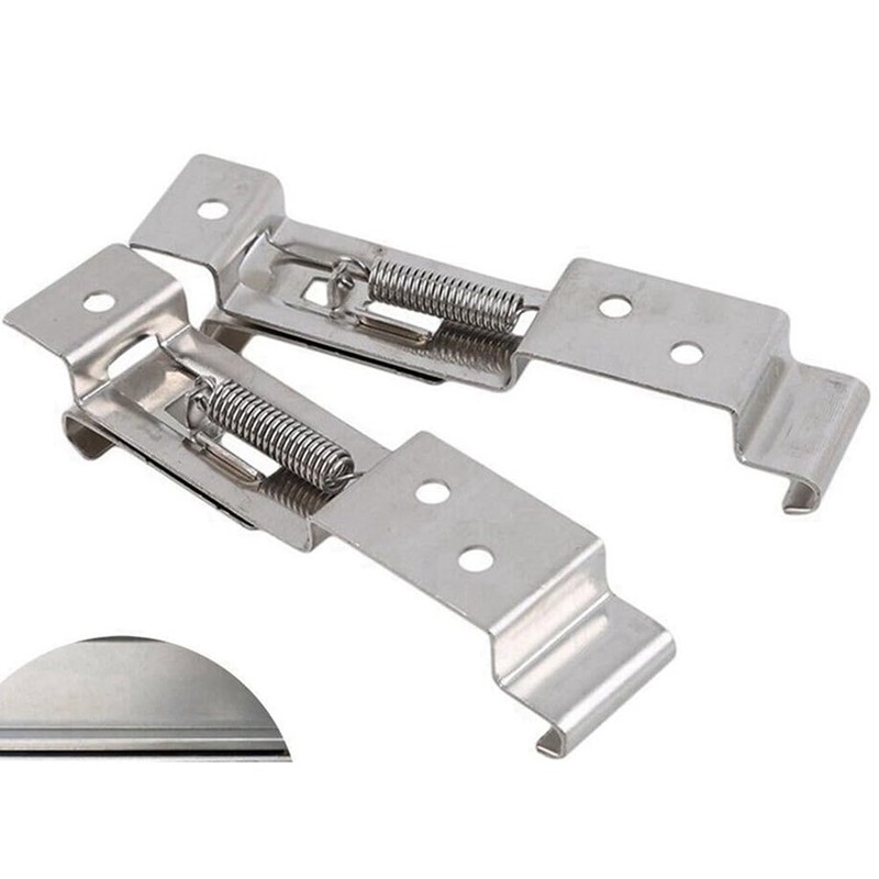 4-Piece Trailer License Plate Holder Clips - Stainless Steel, Spring