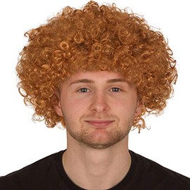 Adults Curly Afro Wig Multi Colour Party Clown Wigs Fancy Dress Accessory (Ginger)