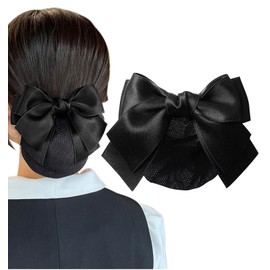 Herbeluemily Chignon Net, Ribbon, Hair Net, Bun Cover, Fine Mesh x Black