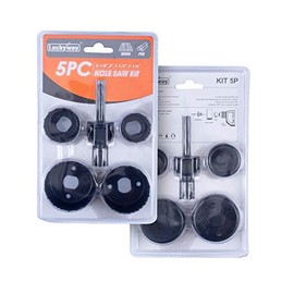 Luckyway 5-Piece Hole Saw Set, 1-1/4" to 2-1/8" Hole Saw with Hole Saw Mandrel for Wood,Plastic,PVC and Drywall